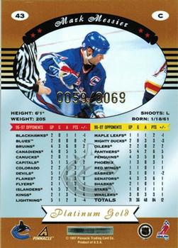 1997-98 Pinnacle Totally Certified - Platinum Gold #43 Mark Messier Back