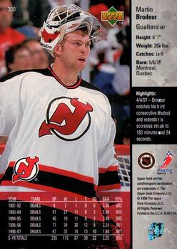 1997-98 Upper Deck #300 Martin Brodeur Back