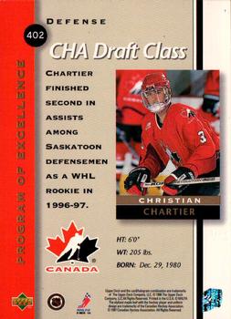 1997-98 Upper Deck #402 Christian Chartier Back