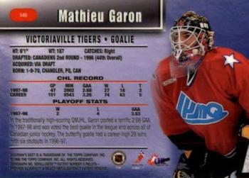 1998-99 Bowman's Best #145 Mathieu Garon Back