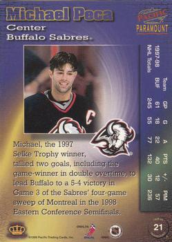 1998-99 Pacific Paramount #21 Michael Peca Back