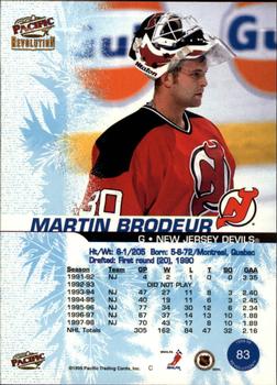 1998-99 Pacific Revolution #83 Martin Brodeur Back