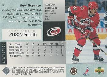 1998-99 SPx Finite #16 Sami Kapanen Back