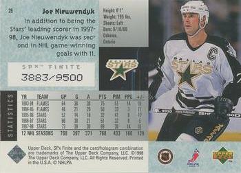 1998-99 SPx Finite #26 Joe Nieuwendyk Back