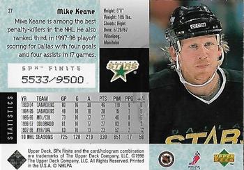 1998-99 SPx Finite #27 Mike Keane Back