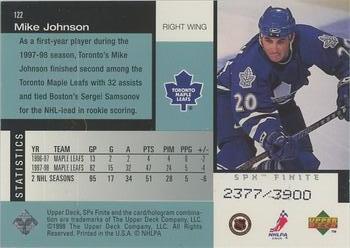 1998-99 SPx Finite #122 Mike Johnson Back