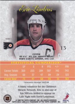1998-99 Topps Gold Label #13 Eric Lindros Back