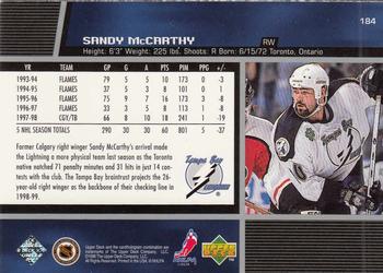 1998-99 Upper Deck #184 Sandy McCarthy Back