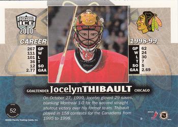 1999-00 Pacific Dynagon Ice #52 Jocelyn Thibault Back