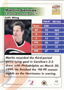 1999-00 Pacific Paramount #45 Martin Gelinas Back