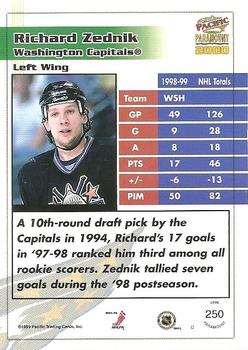 1999-00 Pacific Paramount #250 Richard Zednik Back