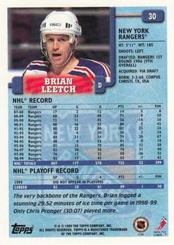 1999-00 Topps #30 Brian Leetch Back