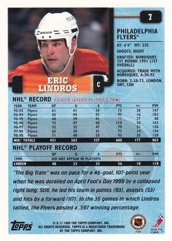 1999-00 Topps #7 Eric Lindros Back