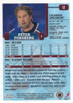 1999-00 Topps Chrome #12 Peter Forsberg Back