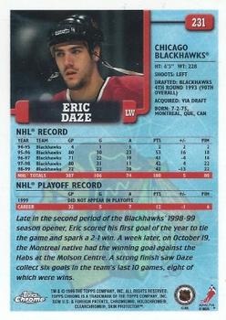 1999-00 Topps Chrome #231 Eric Daze Back