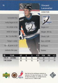 1999-00 Upper Deck Black Diamond #78 Vincent Lecavalier Back