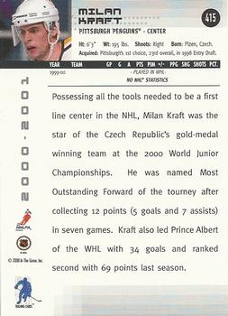 2000-01 Be a Player Memorabilia #415 Milan Kraft Back