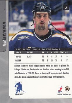 2000-01 Be a Player Signature Series #2 Todd Reirden Back