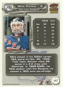 2000-01 Pacific Paramount #167 Mike Richter Back