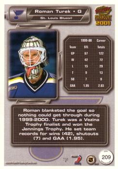 2000-01 Pacific Paramount #209 Roman Turek Back