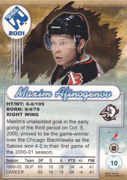 2000-01 Pacific Private Stock #10 Maxim Afinogenov Back