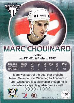 2000-01 Pacific Private Stock Titanium Draft Day #151 Marc Chouinard Back