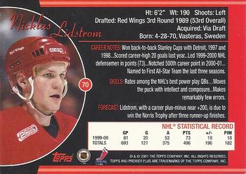 2000-01 Topps Premier Plus #70 Nicklas Lidstrom Back