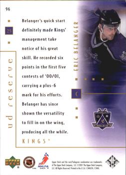 2000-01 UD Reserve #96 Eric Belanger Back