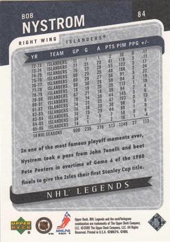 2000-01 Upper Deck Legends #84 Bob Nystrom Back