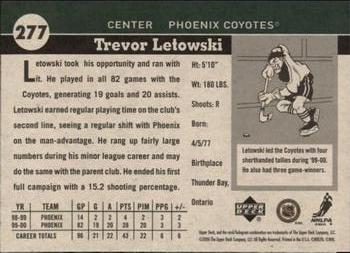 2000-01 Upper Deck Vintage #277 Trevor Letowski Back