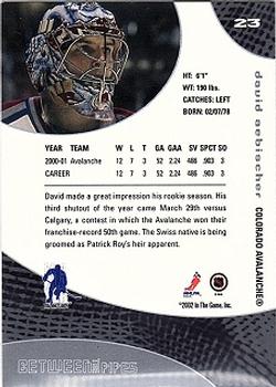 2001-02 Be a Player Between the Pipes #23 David Aebischer Back