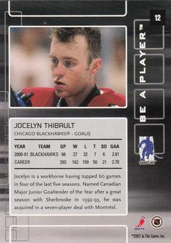 2001-02 Be a Player Memorabilia #12 Jocelyn Thibault Back