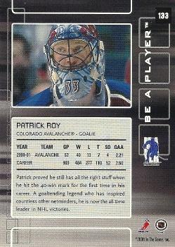 2001-02 Be a Player Memorabilia #133 Patrick Roy Back