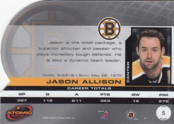 2001-02 Pacific Atomic #5 Jason Allison Back