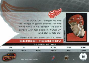 2001-02 Pacific Atomic #35 Sergei Fedorov Back