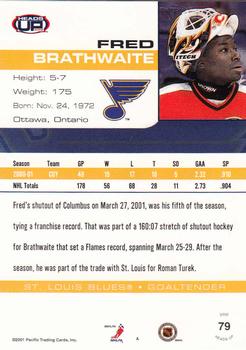 2001-02 Pacific Heads Up #79 Fred Brathwaite Back