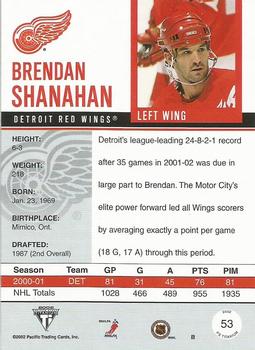 2001-02 Pacific Private Stock Titanium #53 Brendan Shanahan Back