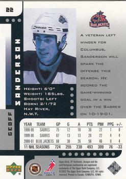 2001-02 SP Authentic #22 Geoff Sanderson Back