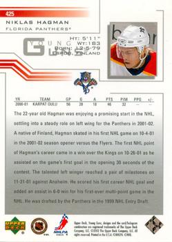 2001-02 Upper Deck #425 Niklas Hagman Back