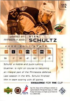 2001-02 Upper Deck Challenge for the Cup #112 Nick Schultz Back
