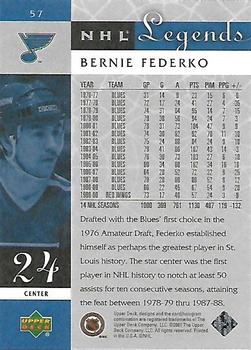 2001-02 Upper Deck Legends #57 Bernie Federko Back