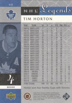 2001-02 Upper Deck Legends #60 Tim Horton Back