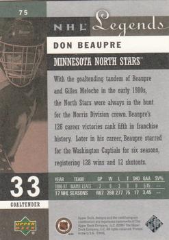 2001-02 Upper Deck Legends #75 Don Beaupre Back