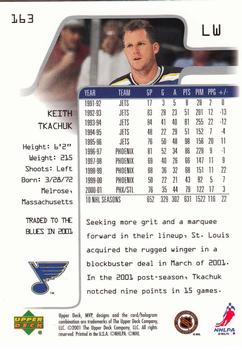 2001-02 Upper Deck MVP #163 Keith Tkachuk Back