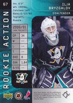 2001-02 Upper Deck Top Shelf #67 Ilja Bryzgalov Back