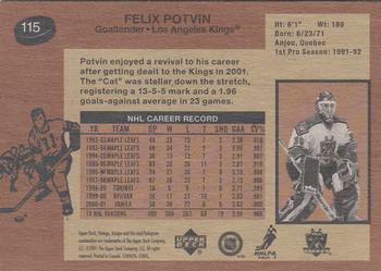 2001-02 Upper Deck Vintage #115 Felix Potvin Back