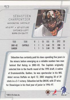 2002-03 Be a Player Between the Pipes #97 Sebastien Charpentier Back