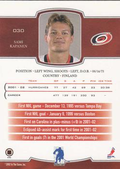 2002-03 Be a Player First Edition #030 Sami Kapanen Back