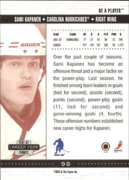 2002-03 Be a Player Memorabilia #98 Sami Kapanen Back