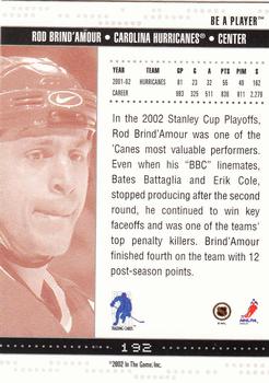 2002-03 Be a Player Memorabilia #192 Rod Brind'Amour Back